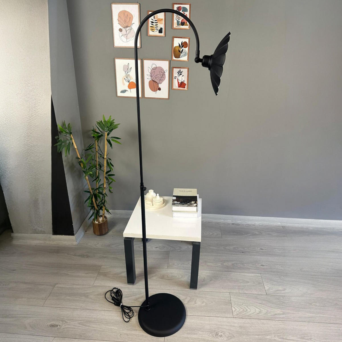 STEHLAMPE Falen 180 Cm - Schwarz, Metall (35/35/180cm) - Bamyum