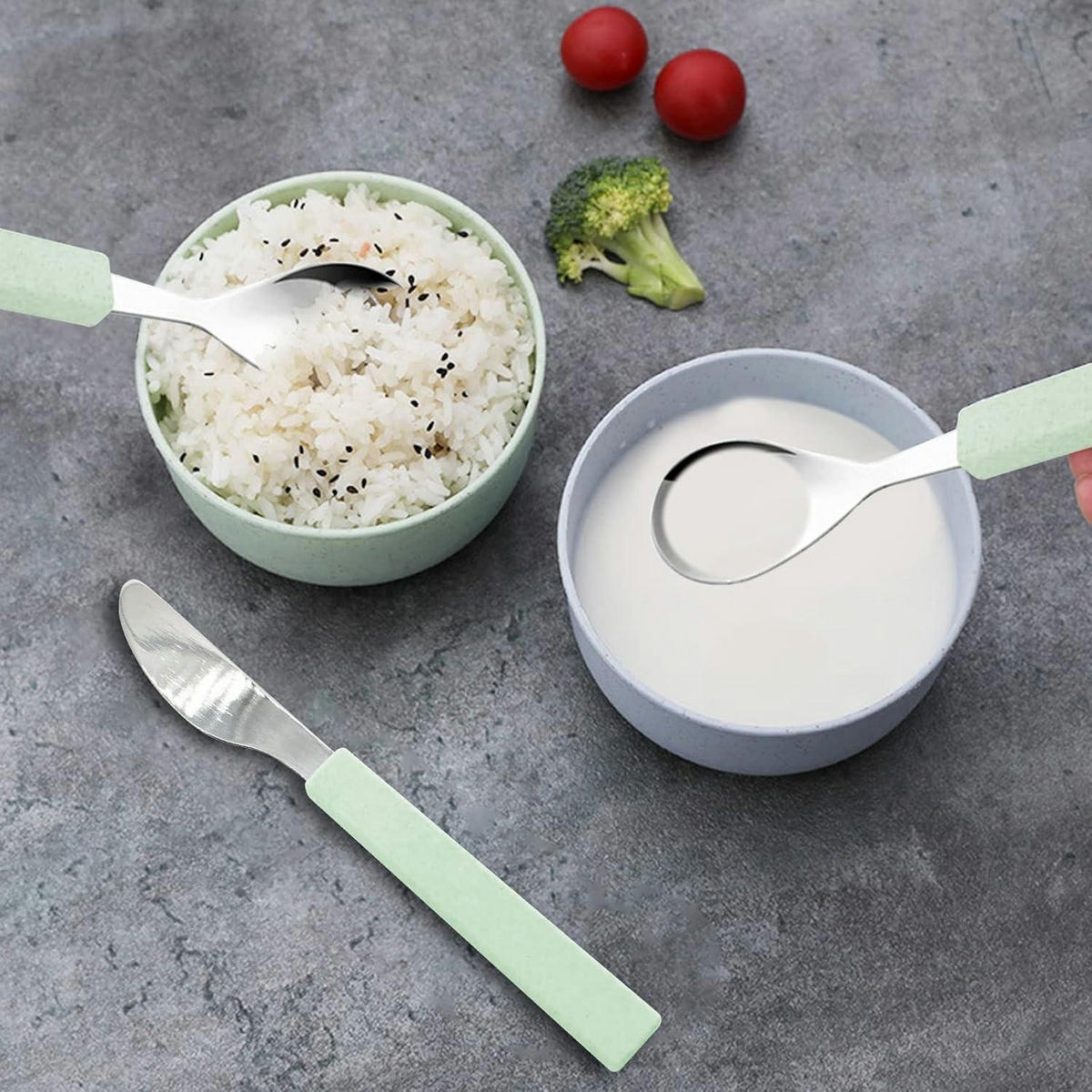 KINDERBESTECK Set 3-teilig Edelstahl mit Reisekoffer Grün - Grün, Metall