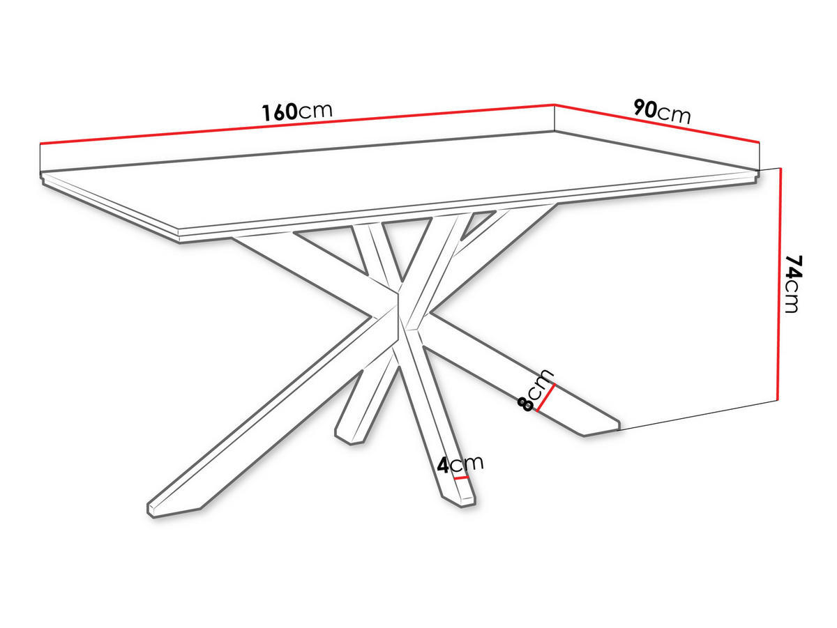 ESSTISCH Wero - Schwarz/Grau, Holzwerkstoff/Metall (90/160/74cm) - MIRJAN24