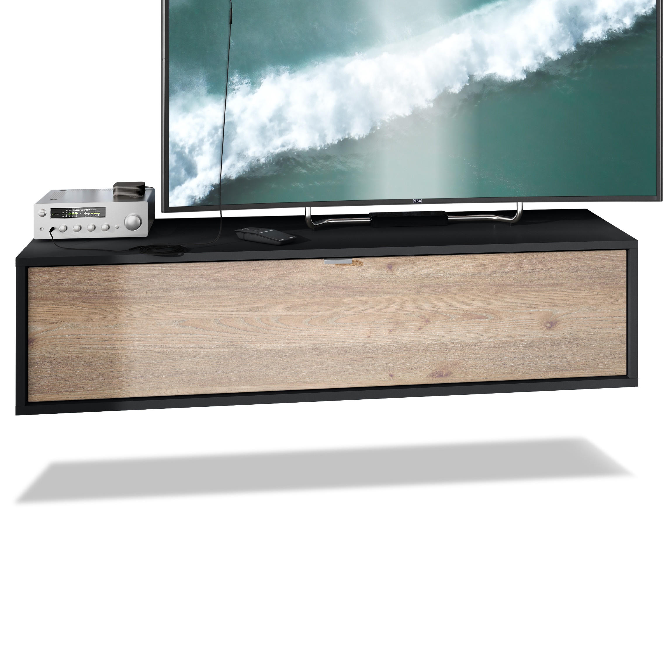 Vladon Lowboard Silbereichen 120x29x37 cm