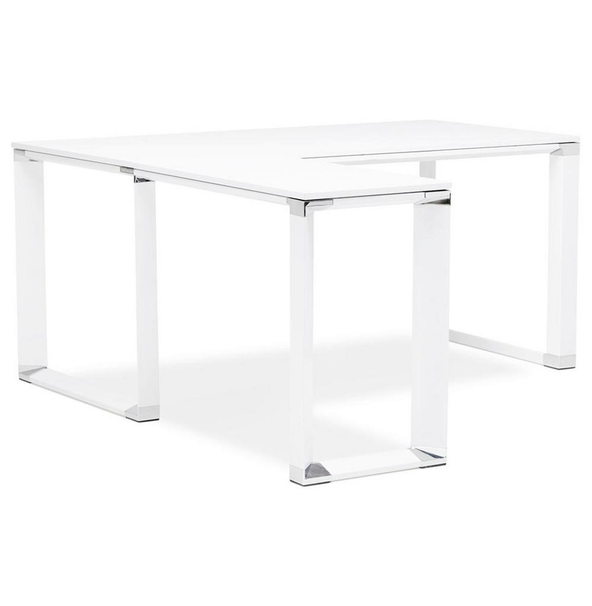 ECKSCHREIBTISCH Holz Metall Chromakzente KERIX, Weiß 170x160x74 cm - Weiß, Holz/Metall (160/170/74cm) - KADIMA DESIGN