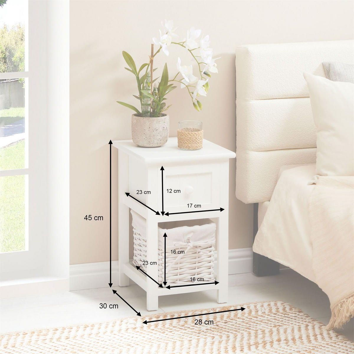 NACHTTISCH MESSINA weiß - Weiß, Holzwerkstoff (28/46/31cm) - CARO-Möbel