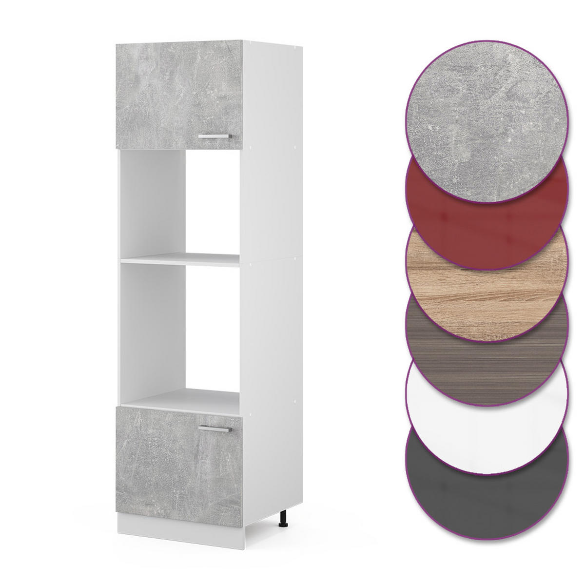MIKROWELLENSCHRANK R-Line Beton 60 cm - Schieferfarben/Hellgrau, Holzwerkstoff (60/206.8/57.2cm) - Vicco