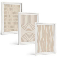 BILDER SET 3er Set - 40x60 cm Weißer Rahmen - Abstrakte beige Muster - Weiß, Kunststoff (40/60cm) - TULUP