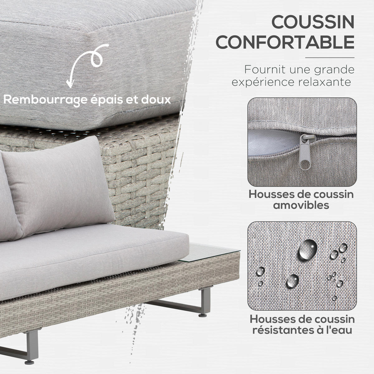 GARTENLOUNGE DE-13723 5‑Sitzer mit Glastisch Grau - Grau, Kunststoff/Metall - ComfortXL
