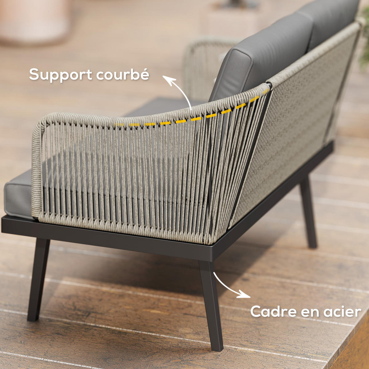 GARTENBANK DE-13424 2-Sitzer mit Kissen Dunkelgrau - Dunkelgrau, Metall (110/72/70cm) - ComfortXL