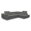 ECKSOFA Jerry in L-Form mit Schlaffunktion und Bettkasten, Farbe: Grau, Veloursstoff, Ottomane Rechts - Grau, Textil (275/202cm) - VENASI MÖBEL