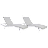 GARTENLIEGE 2er Set Grau Amelia - Weiß/Grau, Textil (66/91/199cm) - Beliani