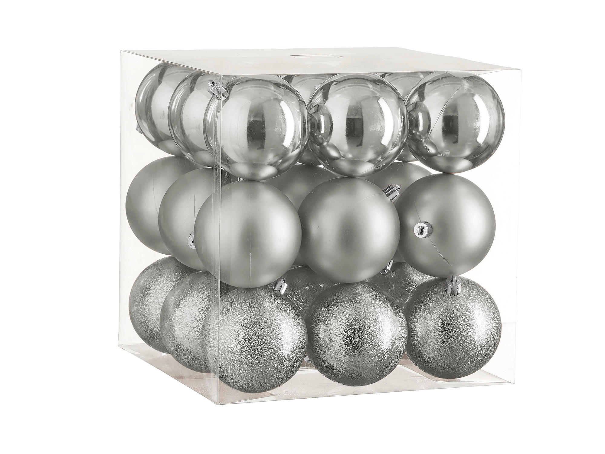 LAALU CHRISTBAUMKUGEL-SET 27 Stück Ornamente: rund silber mix 8 cm - Silberfarben, Kunststoff (35/35/35cm) - LAALU