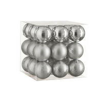 LAALU CHRISTBAUMKUGEL-SET 27 Stück Ornamente: rund silber mix 8 cm - Silberfarben, Kunststoff (35/35/35cm) - LAALU