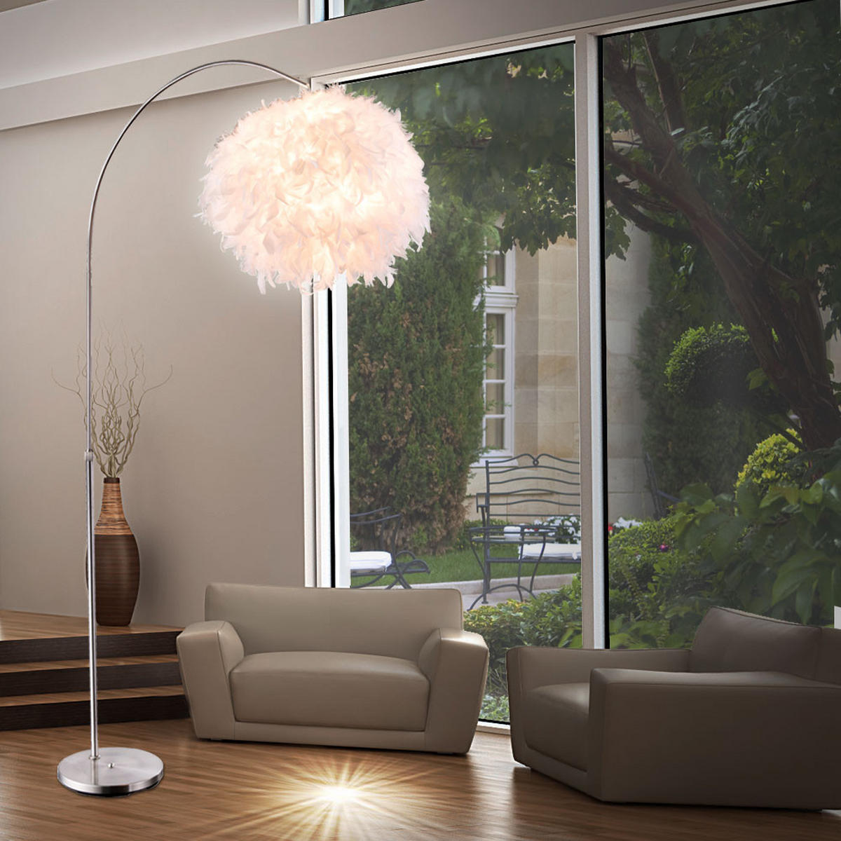 LED STEHLEUCHTE Metall Weiß - Weiß, Metall (96/96/196cm) - Globo Lighting
