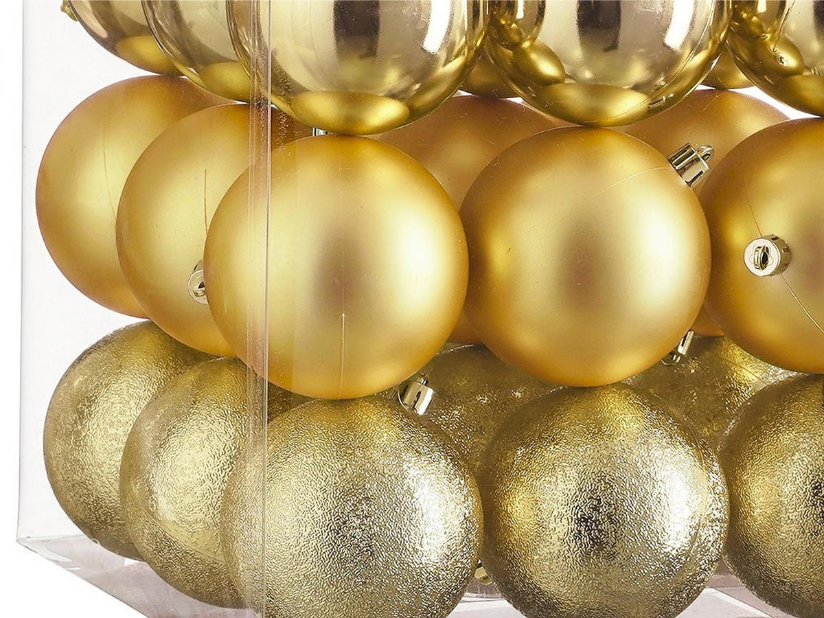 WEIHNACHTSBAUMSCHMUCK-SET 27-teilig Christbaumkugeln Gold Mix, Ø 8 cm, Kunststoff - Goldfarben, Kunststoff (40/40/40cm) - LAALU