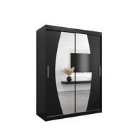 SCHWEBETÜRENSCHRANK 200/150/62 2-türig - Silberfarben/Schwarz, Holz/Kunststoff (150/200/62cm) - MÖBEL KRYSPOL