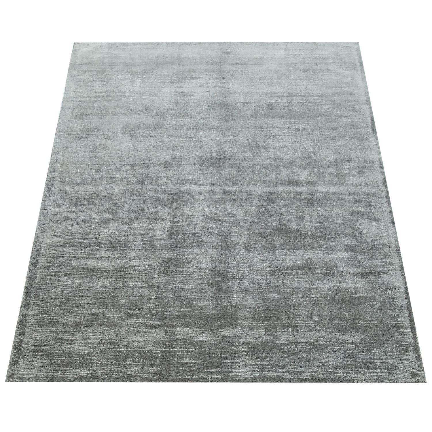 TEPPICH Viskose Unifarben Wohnzimmer schmutzabweisend Grau Rechteckig 80x150 - Grau, Textil (80/150cm) - KADIMA DESIGN