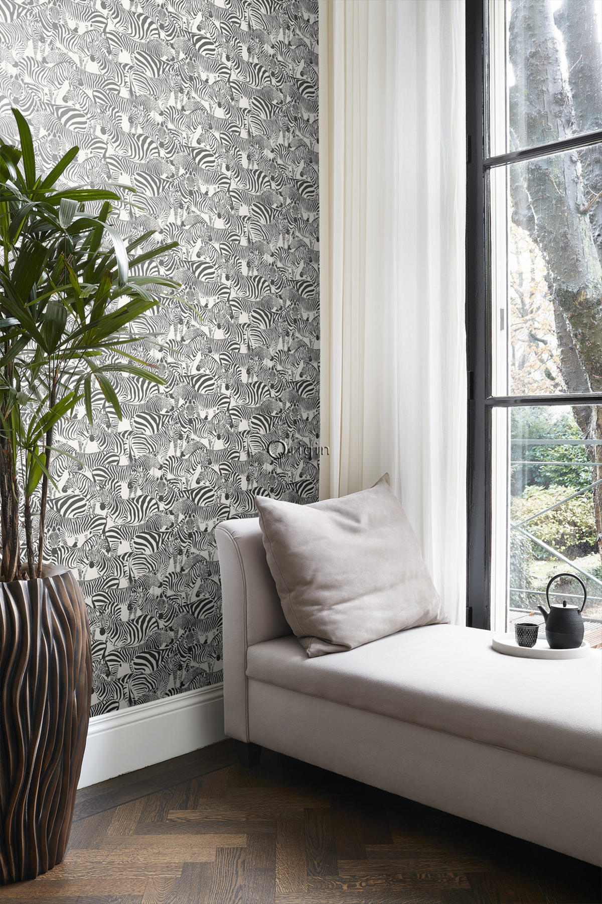 TAPETE Zebras 53 cm x 10.05 m - Weiß, Papier (53/1000cm) - Origin Wallcoverings