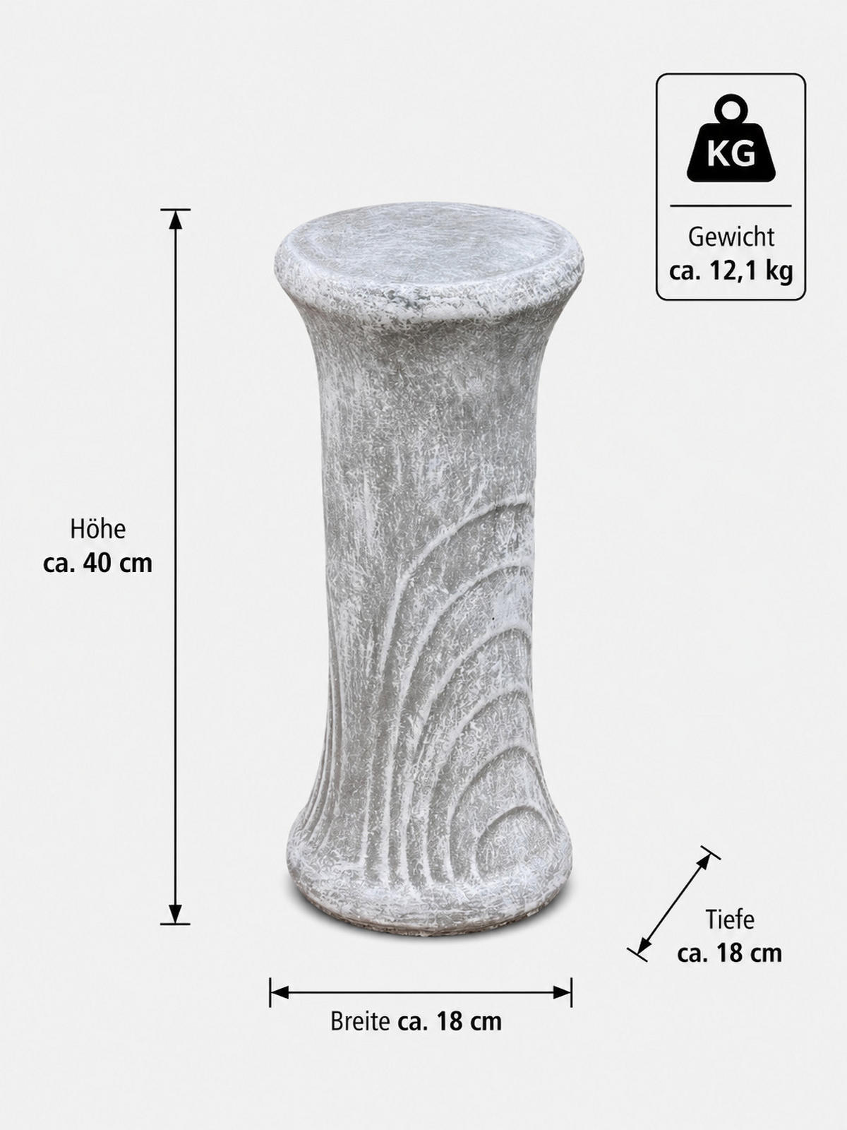 GARTENSÄULE Blumensäule aus Steinguss 40 cm frostfest - Grau, Stein (18/40/18cm) - stoneandstyle