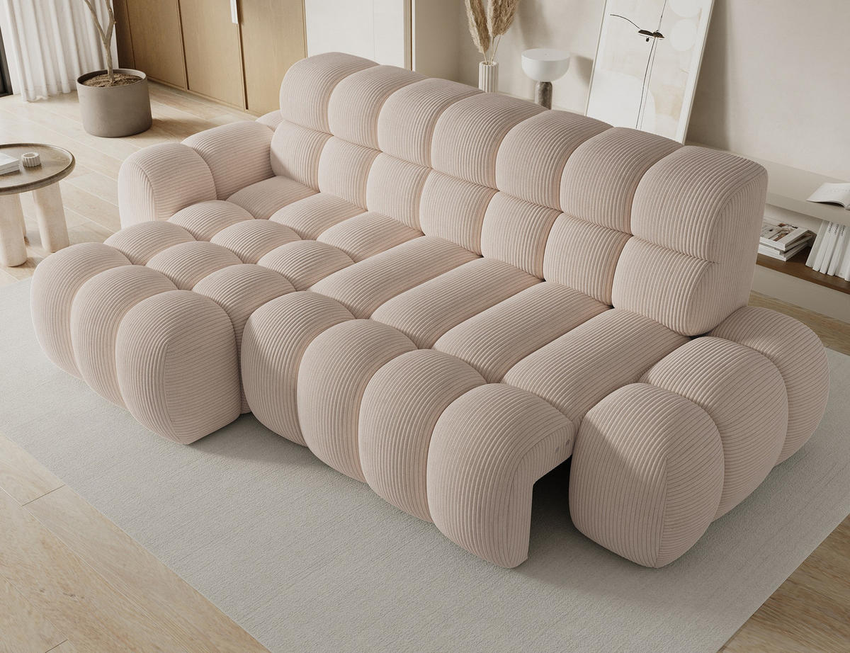 ECKSOFA Lorveno L - Creme (Jarell 20) - Creme, Holzwerkstoff (283/165cm) - Möblo
