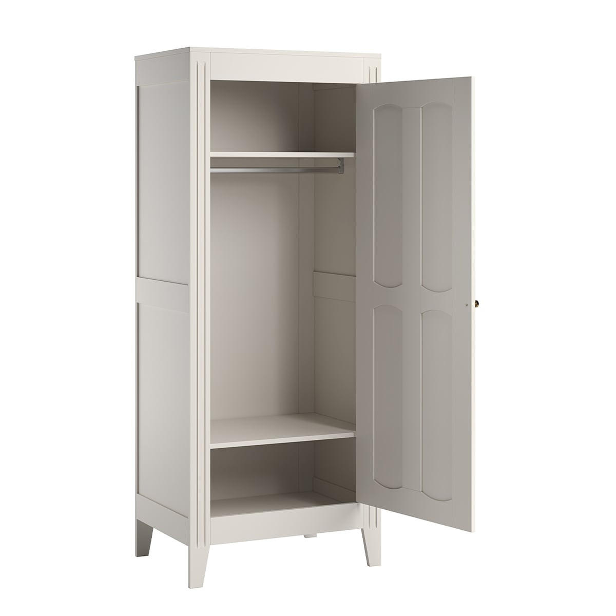 SCHRANK mit Regal, Kleiderstange und 1 Tür, L80.5 x H196.8 cm - Milenne - Weiß, Holzwerkstoff (55.25/196.8/80.5cm) - Calicosy