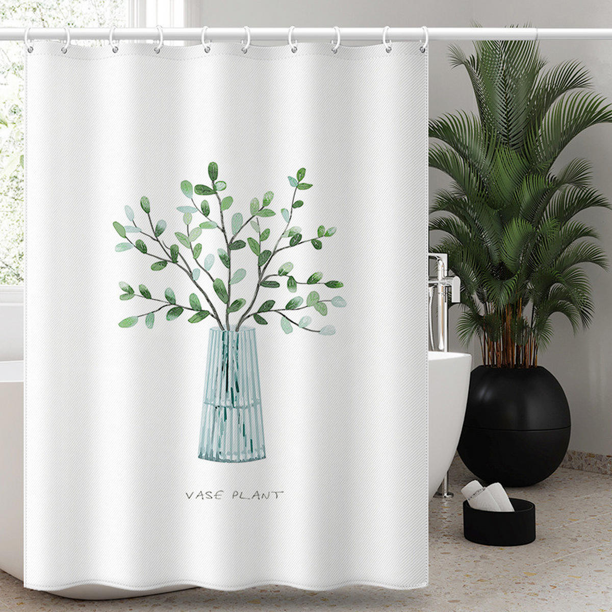 DUSCHVORHANG 180 x 180 cm schimmelresistent wasserdicht mit Haken fürs Badezimmer - Weiß, Textil (180/180cm) - MCBOSON
