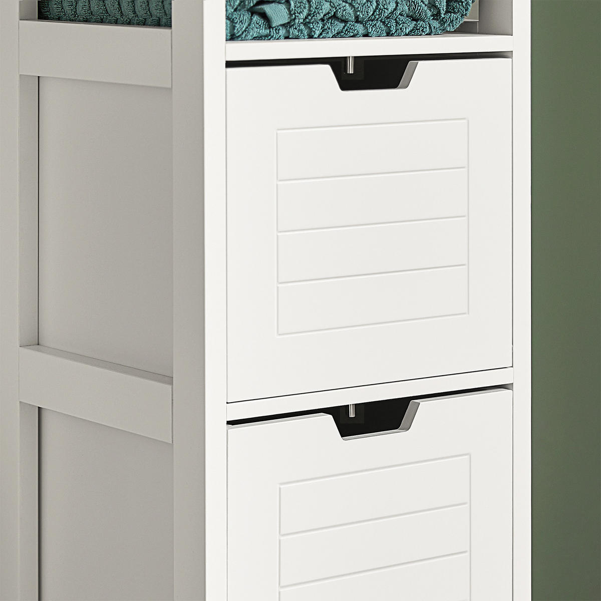 BADEZIMMERSCHRANK Kommode mit 2 Körben Weiß 30x89x30cm - Weiß, Holzwerkstoff (30/90/30cm) - SoBuy
