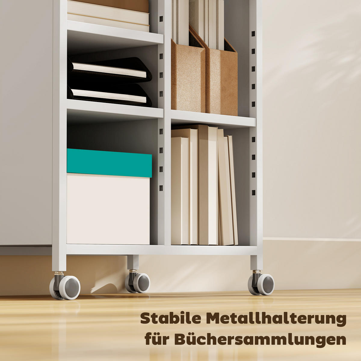 BÜCHERREGAL Stahl Weiß - Weiß, Metall (34/69.5/53cm) - HOMCOM
