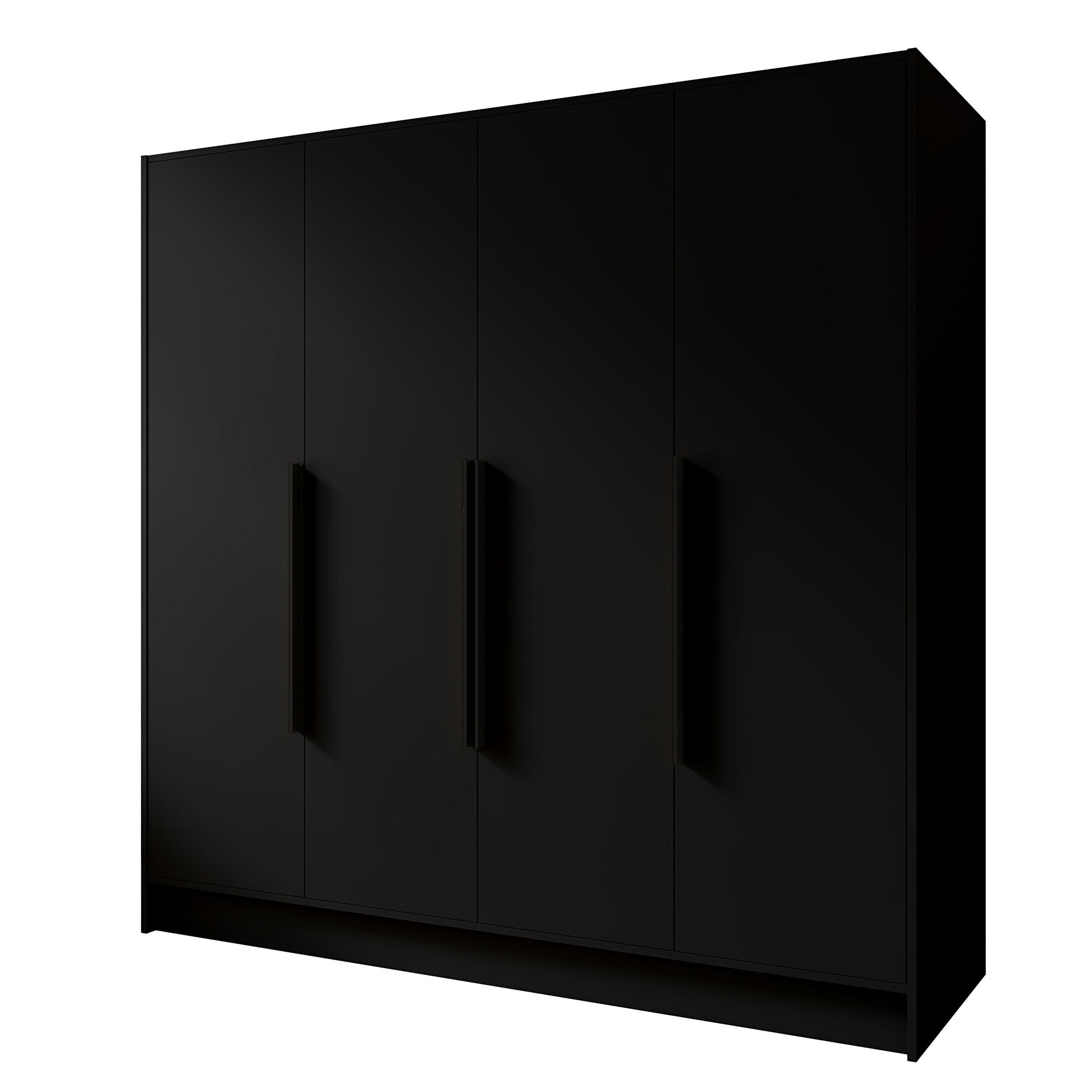 Beautysofa Drehtürenschrank Schwarz 200x200x51 cm