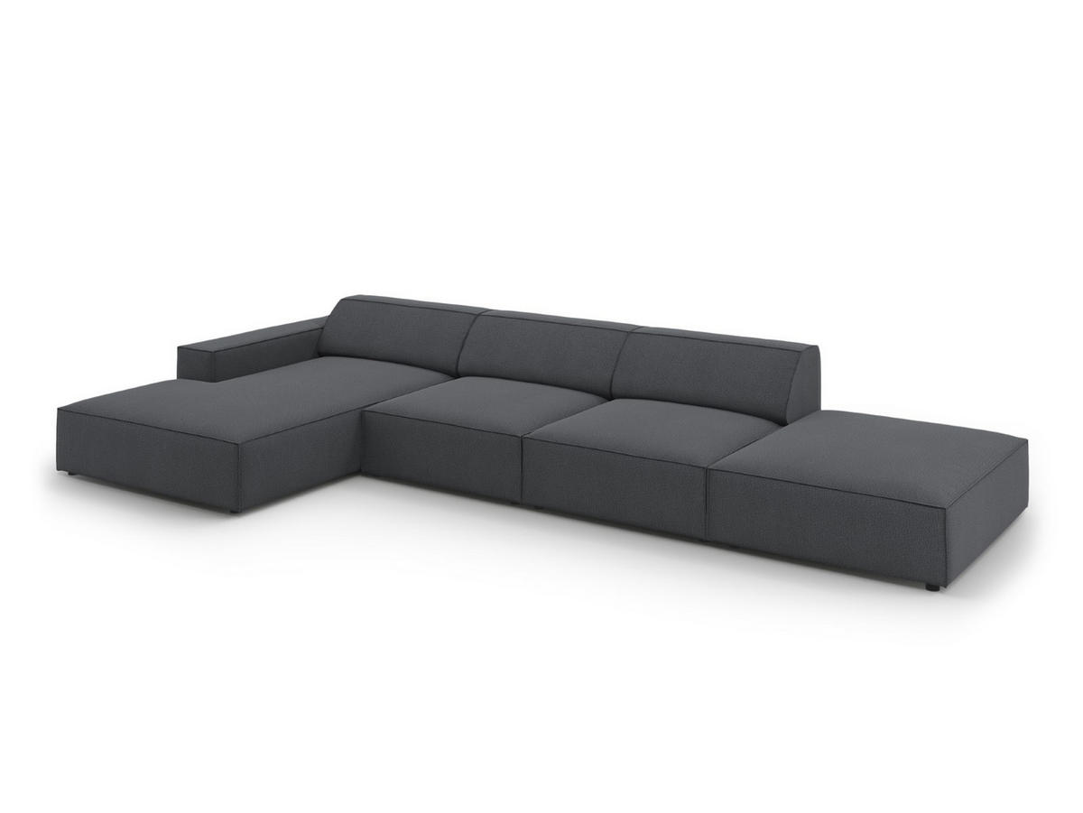 ECKSOFA links Jodie aus strukturiertem Stoff dunkelgrau 5 Sitzplätze - Dunkelgrau, Textil (166/341cm) - Micadoni