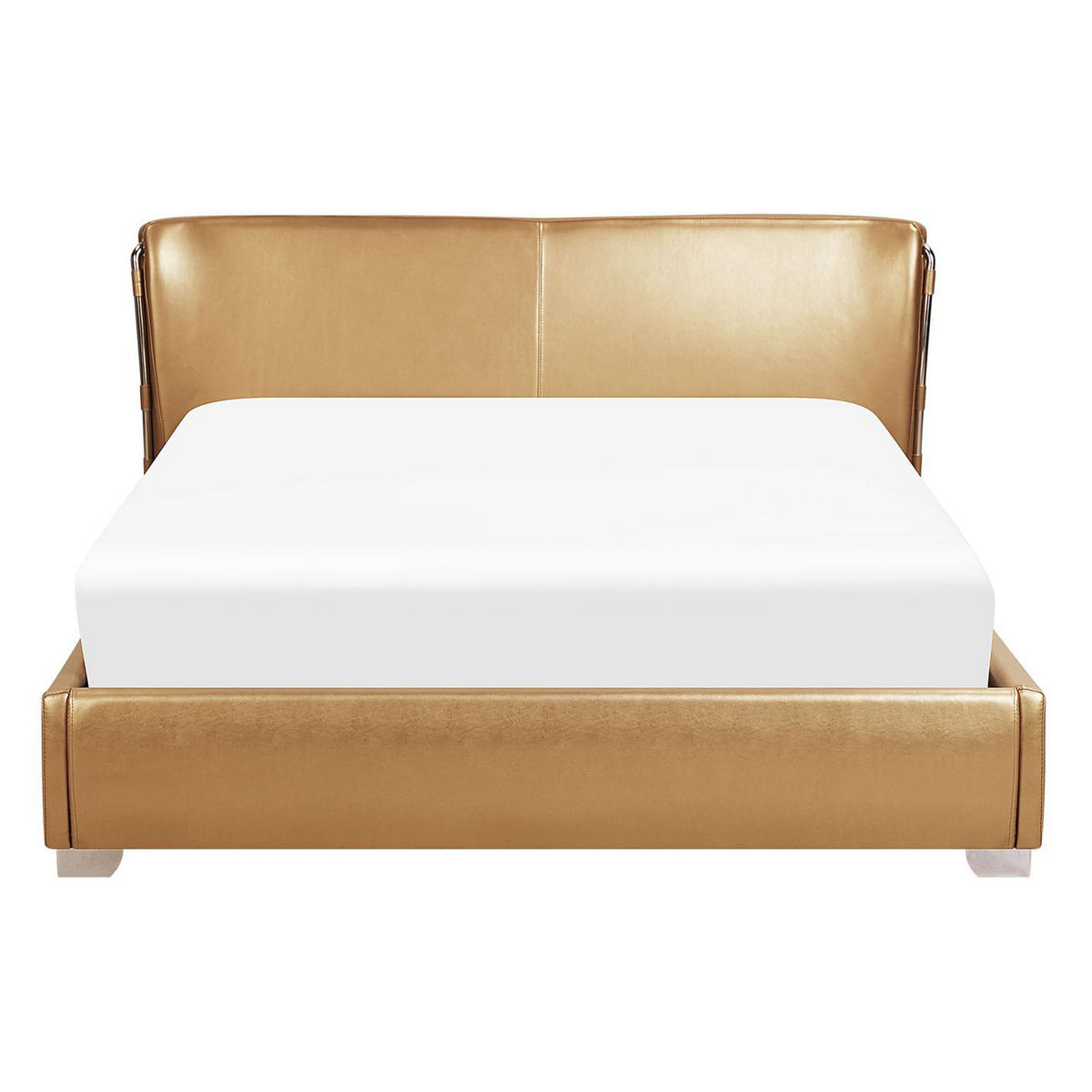 LEDERBETT 140/200cm Gold Paris - Goldfarben, Leder (140/200cm) - Beliani