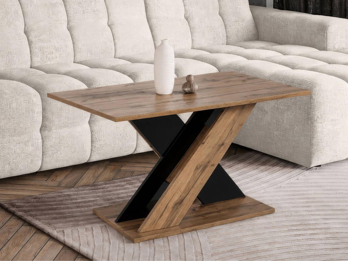 COUCHTISCH Toxx - Schwarz Hochglanz/Eiche Wotan, Holzwerkstoff (60/110/55cm) - MIRJAN24