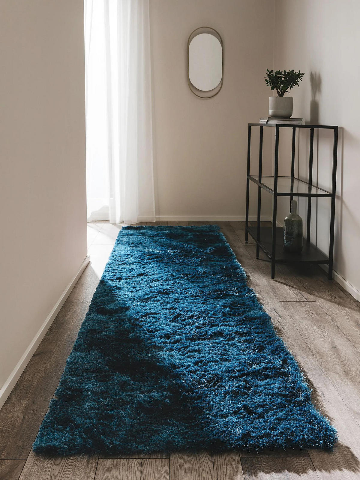 HOCHFLORTEPPICH Whisper Blau 80x300 cm - Blau, Textil (80/300cm) - benuta Nest