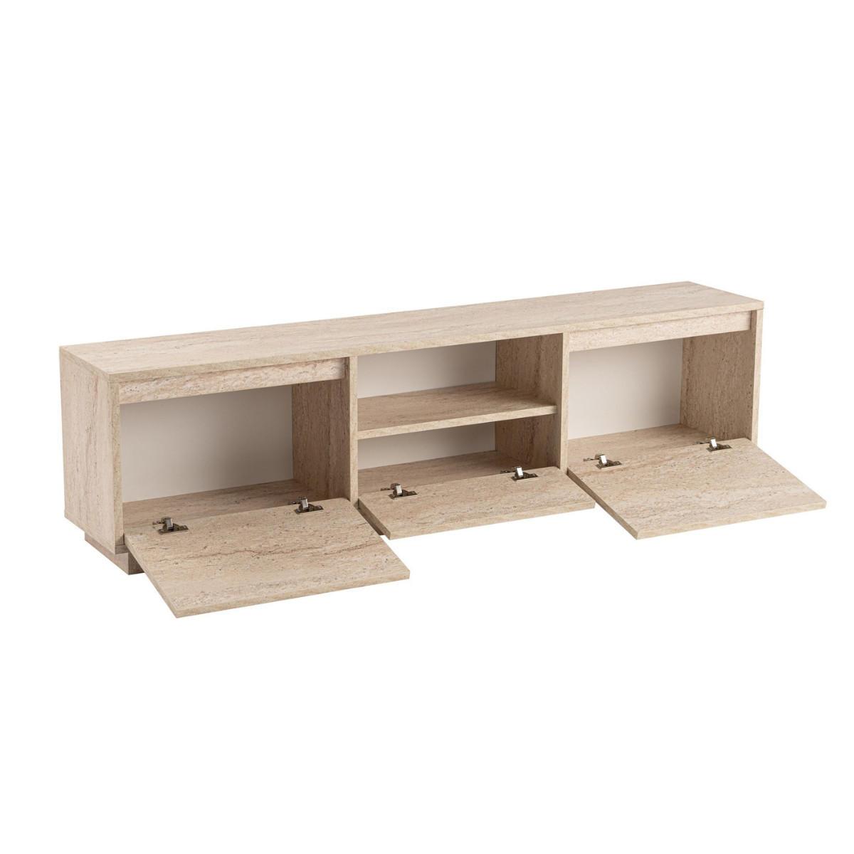 TV-MÖBEL mit 3 klappbaren türen und 1 offenem fach - vanguard 160/29,5/42 cm - Beige, Holzwerkstoff (29.5/42/160cm) - Calicosy