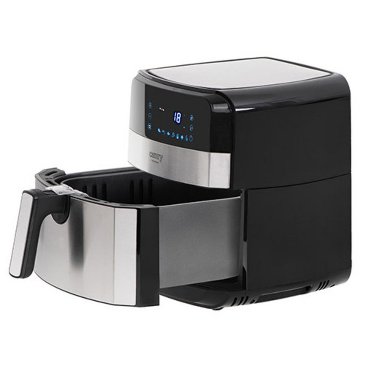 HEISSLUFTFRITTEUSE XXL CR6311, 5L 2500W Airfryer, 9 Programme, Fettfrei Frittieren, 80-200°C, LED Touchscreen, Timer, Abnehmbarer Korb - Silberfarben, Kunststoff (28.5/33.5/36.5cm) - camry