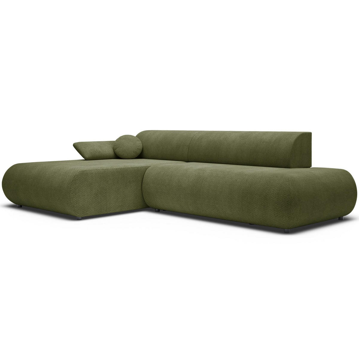 ECKSOFA Armone Olivgrün Chenille - Schwarz/Olivgrün, Kunststoff/Textil (286/173.5cm) - Selsey
