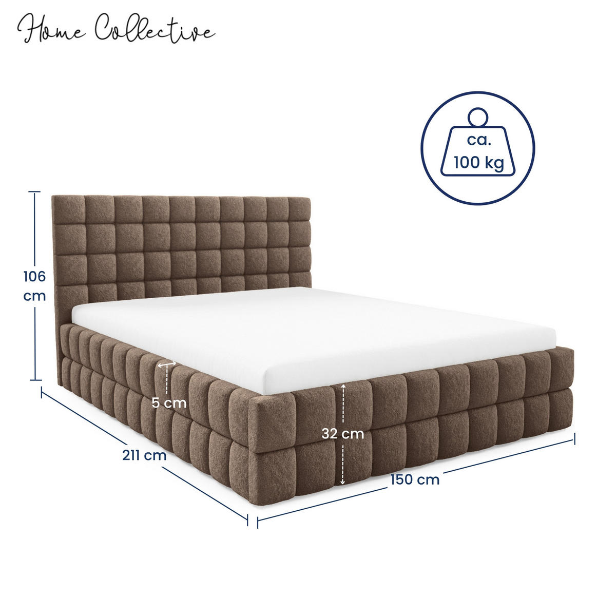 POLSTERBETT mit Stauraum 140x200 cm in Braun - Braun, Metall (140/200cm) - Home Collective