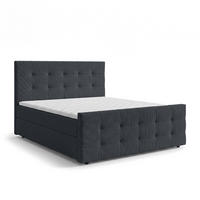 BOXBETT DEFNE 160x200 cm mit Fußteil und Matratze - Schwarz + TOPPER - Schwarz, Holz/Holzwerkstoff (160/200cm) - AX Living