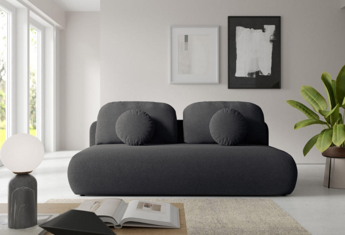 SOFA Grafit OTO Ausziehbar Mit Bonnellfederung - Graphitfarben, Textil (206/90/92cm) - Sepro Meble