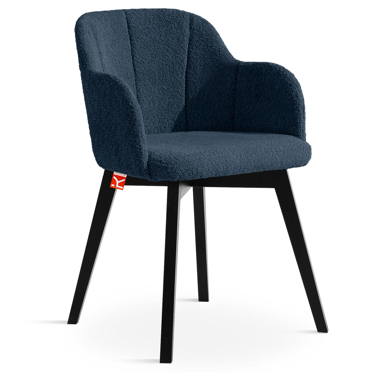 POLSTERSTUHL LONIS Esszimmerstühle 2er Set - Schwarz/Dunkelblau, Holz/Textil (55/82/54cm) - KONSIMO®