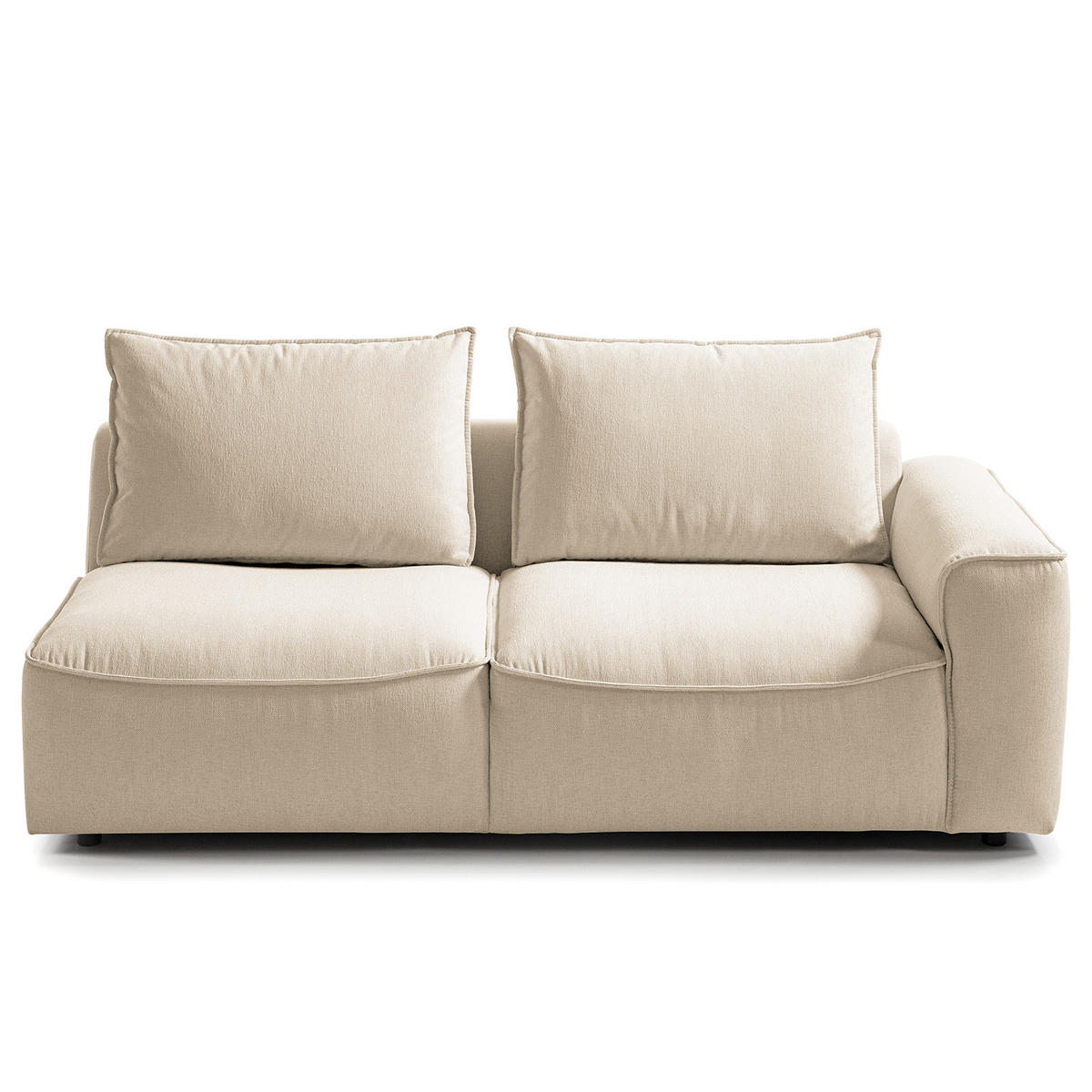 2,5-SITZER SOFA - modular - Beige/Schwarz, Holz/Kunststoff (189/80/99cm) - home24