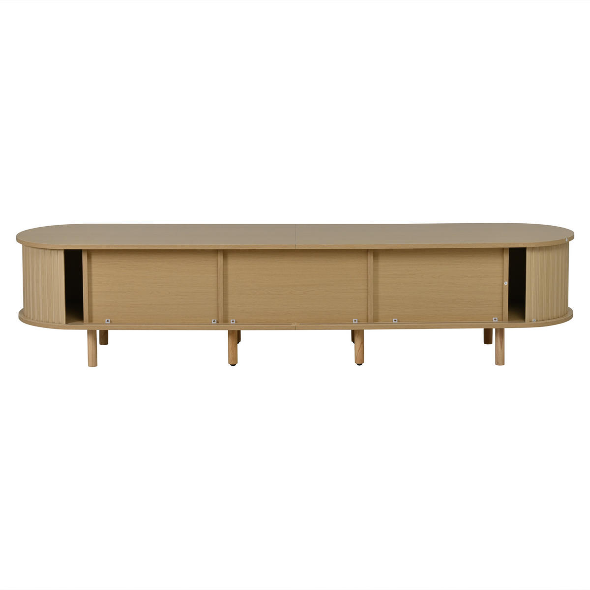 LOWBOARD DE-40325 mit Rattan-Design und ovaler Form Helle Holzfarbe - Naturfarben, Holzwerkstoff (180/40/40cm) - ComfortXL
