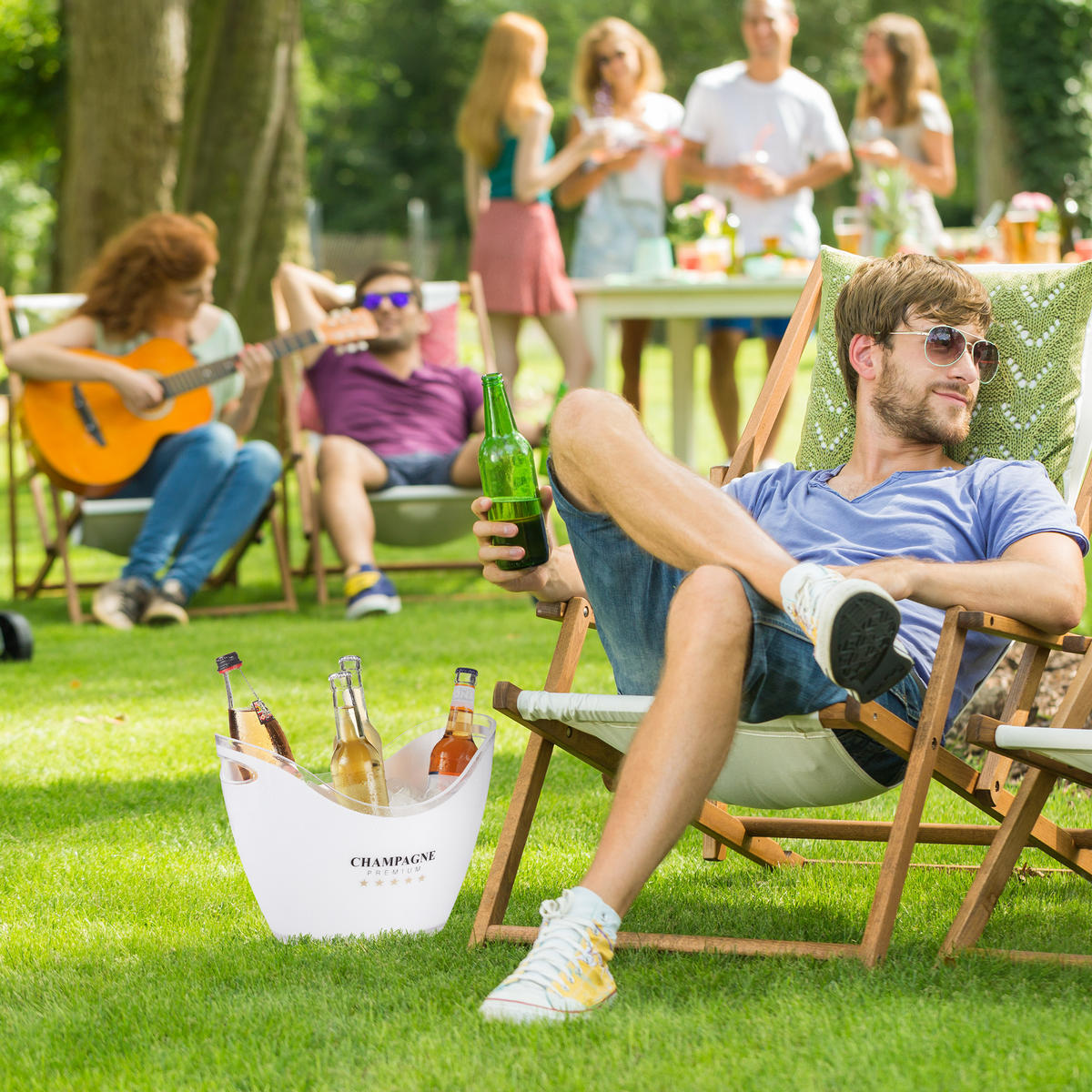 SEKTKÜHLER - Weiß, Kunststoff (33.5/25.5cm) - Relaxdays