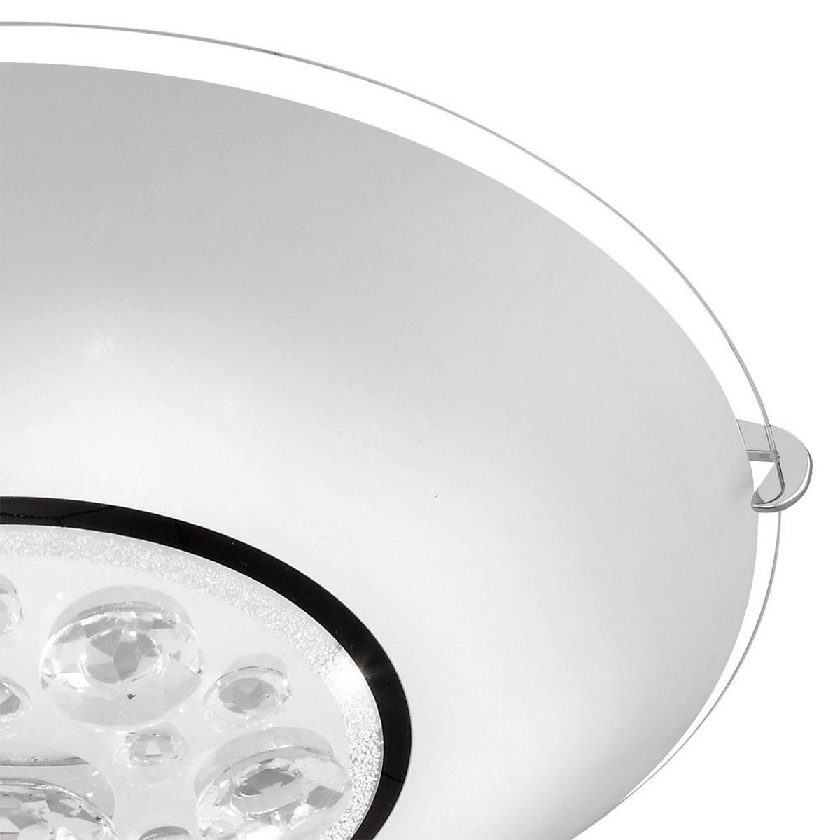 LED DECKENLEUCHTE Metall Kristalloptik Silber - Silberfarben, Glas (25/25/10cm) - Globo Lighting