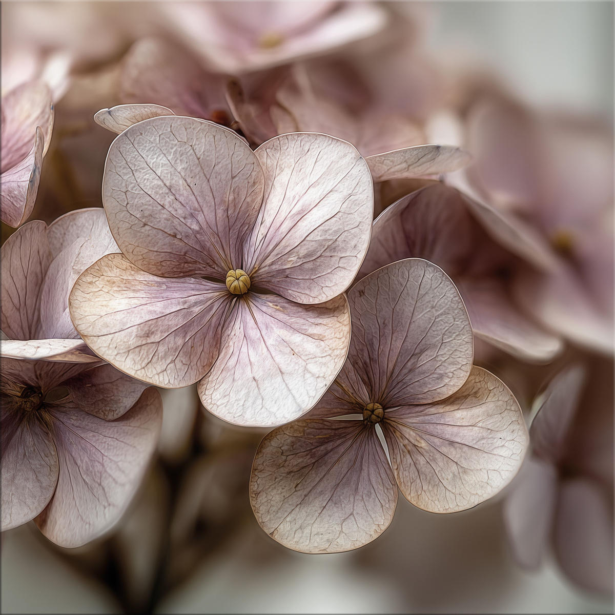 GLASBILD 30×30 cm Hortensie rosé beige - Beige, Glas (30/30cm) - artissimo