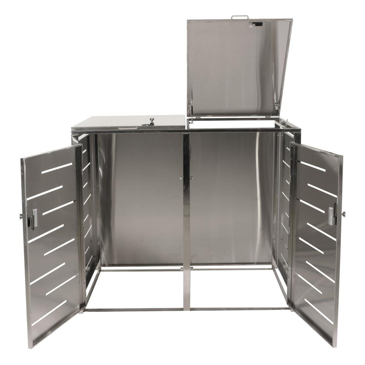 MÜLLTONNENBOX 2er 116,5x131x80cm erweiterbar Edelstahl 48kg - Silberfarben, Metall (131/116.5/80cm) - PROREGAL