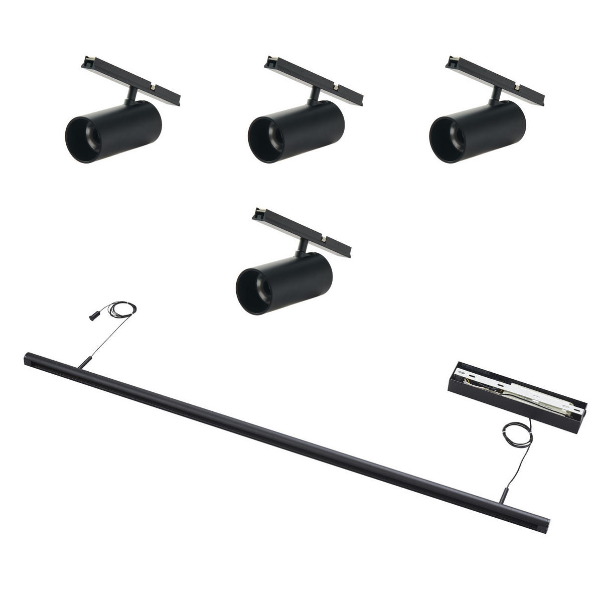 PENDELLEUCHTE MIT SPOTSTRAHLERN Lyne, Schwarz, 125cm - Schwarz, Metall (125/125/8.5cm) - KOSILUM