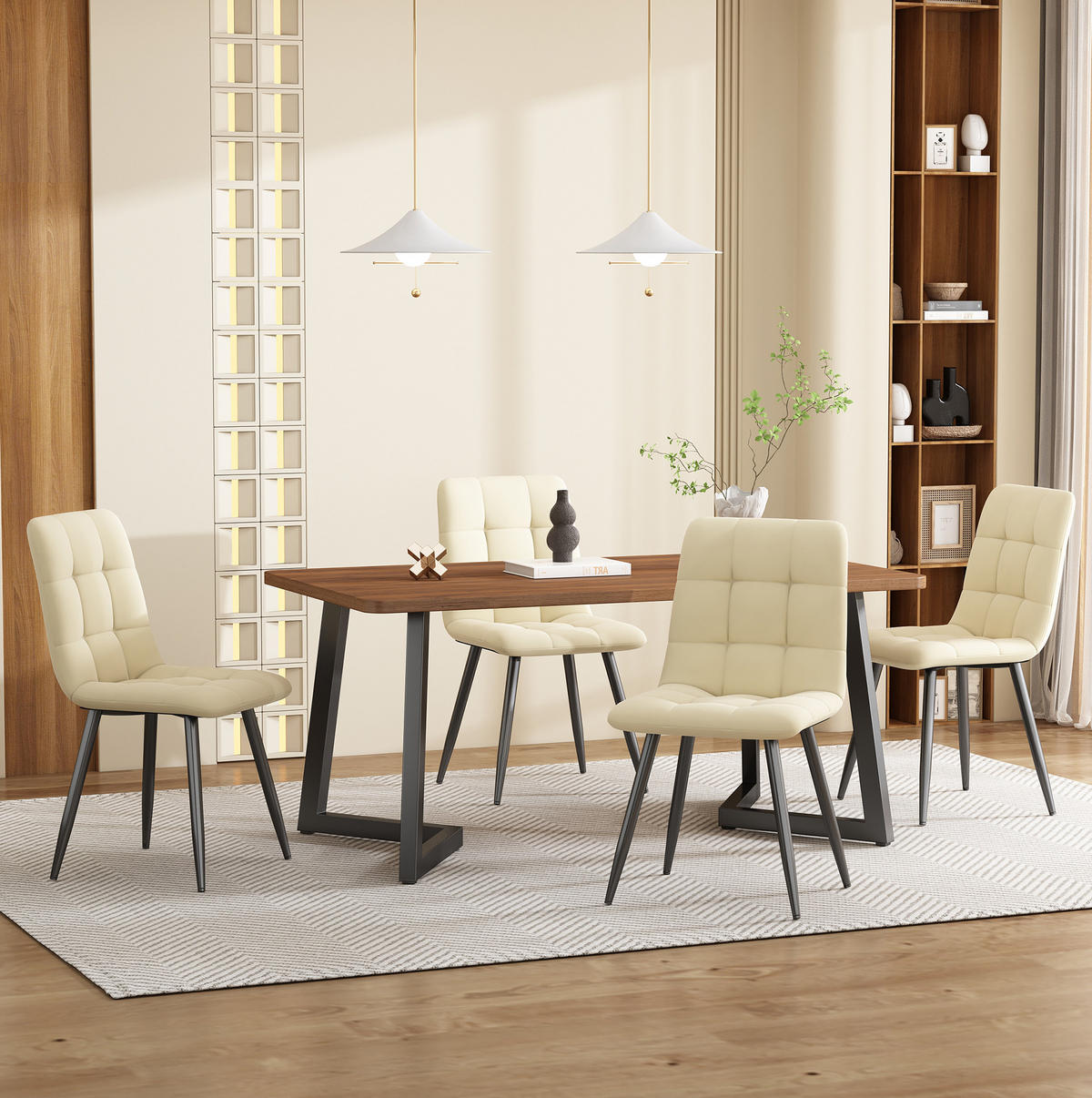 ESSTISCH rechteckig 117x68 cm MDF in Walnut/Black - Schwarz, Metall (117/68/75cm) - Meubliv