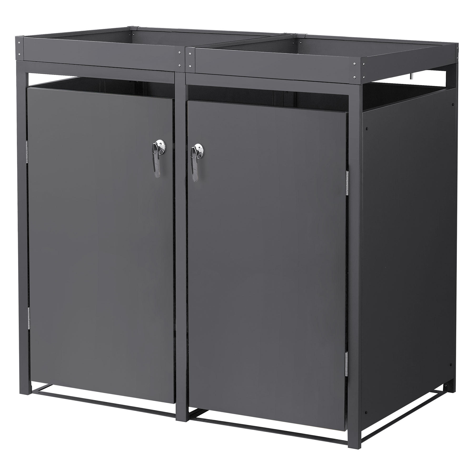 SADA 2 popelnic s rostlinnou střechou antracitová - antracitová, kov (132/124/80cm) - ML-DESIGN