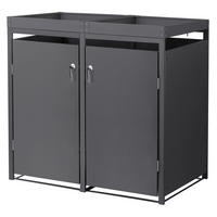 SADA 2 popelnic s rostlinnou střechou antracitová - antracitová, kov (132/124/80cm) - ML-DESIGN