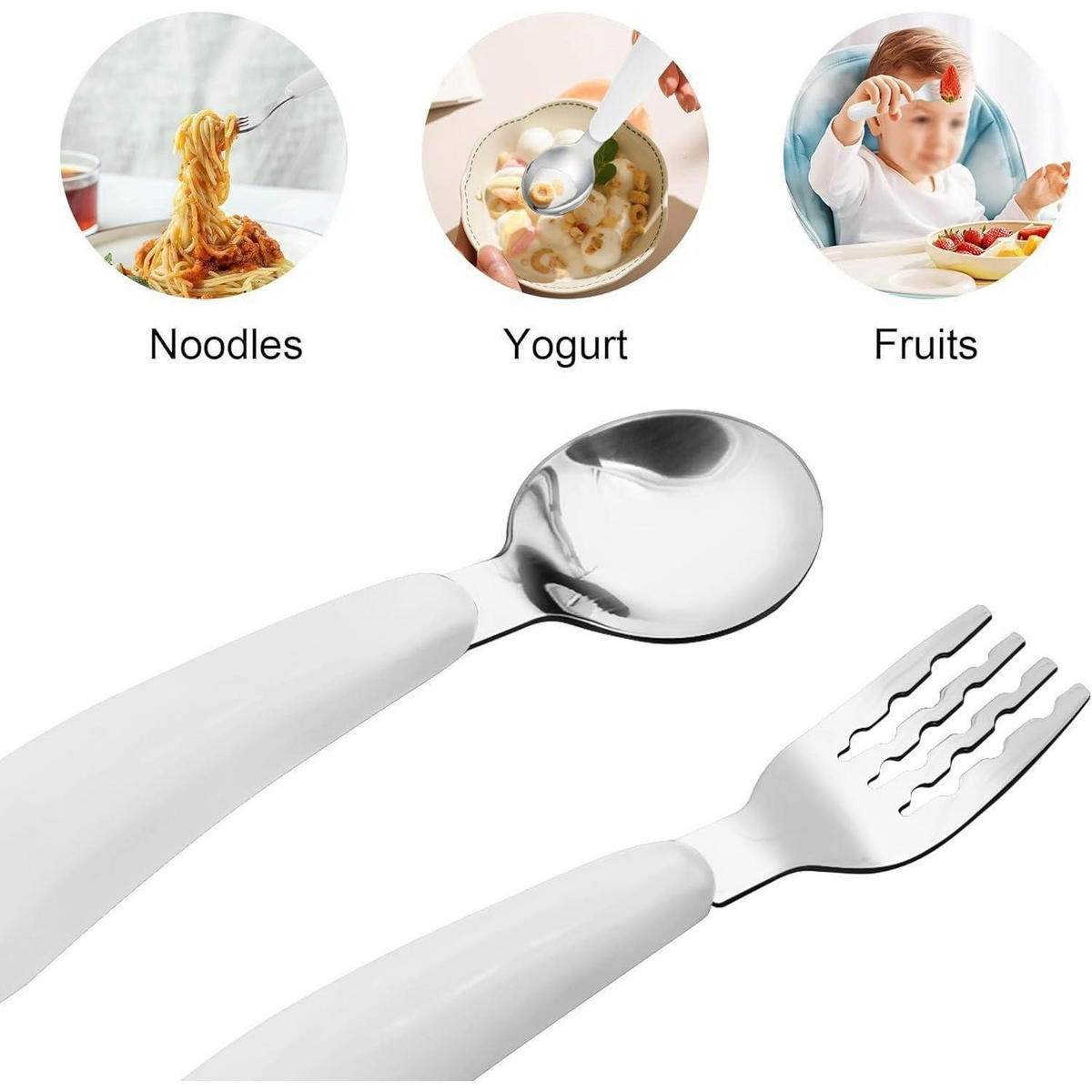 KINDERBESTECK Set 2-teilig mit Reiseetui Weiß - Weiß, Metall