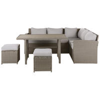 LOUNGE SET 5-Sitzer Rattan Auflagen hellgrau Bardi - Taupe, Kunststoff - Beliani