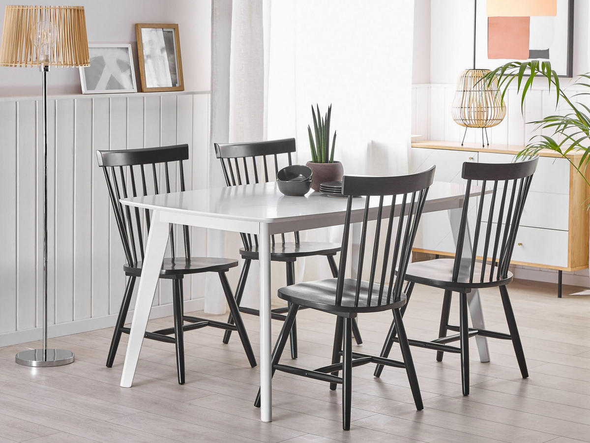 ESSZIMMERSTUHL 2er-Set Gummibaumholz Schwarz Burges - Schwarz, Holz (51/92/43cm) - Beliani